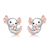 wholesale 925 Sterling Silver Axolotl Stud Earrings Wholesale - Adorable Animal Jewelry for Women-Axolotl