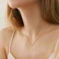 wholesale 14K Gold Natural Diamond Cross Pendant Necklace for Women Gifts for Mom or Wife-0-3