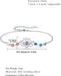 wholesale 925 Sterling Silver Rainbow Lotus Flower Anklet with 7 Chakras Stones - Adjustable Yoga Meditation s for Women Mothers' Day-0-4