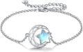 wholesale 925 Sterling Silver Star & Moon Stone Charm Bracelet for Women Girls Birthdays Gift Jewelry Accessories-0-0