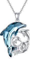 wholesale TOUPOP Christmas Gifts Dolphin Gifts For Women Dolphins Necklace Sterling Silver Crystal Mom And Daughter/son Necklaces Birthday Christmas Gift -0-0