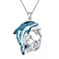 TOUPOP Sterling Silver Crystal Dolphin Necklace Christmas Birthday Gifts For Women-0-0