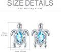 wholesale 925 Sterling Silver Blue Topaz Sea Turtle Stud Earrings-0-3