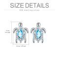 wholesale 925 Sterling Silver Blue Topaz Sea Turtle Stud Earrings-0-3
