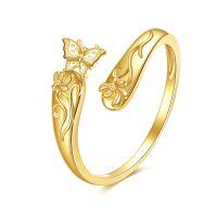 wholesale 14k Gold Dragonfly And Lotus Flower Bangle-Butterfly