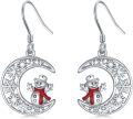 wholesale 925 Sterling Silver Snowman Moon Drop Earrings - Festive Holiday  for Her-0-0
