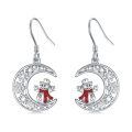 wholesale 925 Sterling Silver Snowman Crescent Moon Snowflake Christmas Drop Earrings-0-0