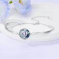 wholesale TOUPOP Birthstone Bracelet For Women 925 Sterling Silver Moon And Star Bangle Bracelet Blue Circle Crystal Jewelry Birthday Christmas Gifts For Women Wife Girlfriend -0-3