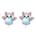 wholesale 925 Sterling Silver Cat Earrings Wholesale With Heart Charm-0-0