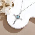 wholesale 925 Sterling Silver & Turquoise Cross Necklace with Floral Pendant - 18 Adjustable Chain, Healing Stone, Vintage Oxidized Finish, Gift for Her-0-5