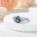 TOUPOP Sterling Silver Moss Agate Ring Set For Women-0-3