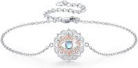 wholesale 925 Sterling Silver Evil Eye Lotus Bracelet for Women Moonstone 7 Chakra Yoga s-Moonstone