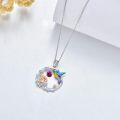 wholesale 925 Sterling Silver Synthetic Birthstone Hummingbird Necklace for Women-0-7