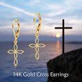 wholesale 14K Gold Yellow Gold Cross Hummingbird Lotus Sunflower Dangle Earrings-0-1