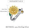 wholesale 925 Sterling Silver Sunflower Rose Spinner Ring for Women Adjustable Anxiety Fidget Jewelry Gift-0-1