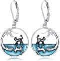 wholesale 925 Sterling Silver Cat & Deer Moon Drop Earrings - Halloween Gift for Her-0-0