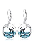 wholesale 925 Sterling Silver Cat & Deer Moon Drop Earrings - Halloween Gift for Her-0-0