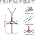 wholesale 925 Sterling Silver Baseball Bat and Ball Pendant Necklace for Women & Men-0-4