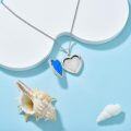 wholesale 925 Sterling Silver Blue Opal Heart & Rose Flower Photo Locket Pendant Necklace for Women-0-2