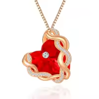 wholesale 925 Sterling Silver Infinity Heart Birthstone Crystal Necklace-07-Jul-Ruby Red
