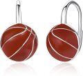 wholesale 925 Sterling Silver Basketball Shape Sporty Leverback Drop Earrings for Women-0-0