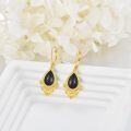 wholesale 925 Sterling Silver & Black Onyx Teardrop Filigree Hook Earrings - Bohemian  for Women-0-2