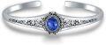 wholesale 925 Sterling Silver Lapis Lazuli Adjustable Vintage Chic Bangle Bracelet-0-0
