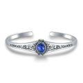 wholesale 925 Sterling Silver Lapis Lazuli Adjustable Vintage Chic Bangle Bracelet-0-0