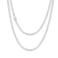 wholesale 925 Sterling Silver Green Cubic Zirconia Tennis Necklace 14-26 Chain Length  for Women and Men-cubic zirconia tennis necklace-White-1.5mm-18 inch