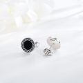 wholesale 925 Sterling Silver Black Onyx Round Stud Earrings - Vintage Style Jewelry for Women and Men-0-4