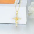 wholesale 14K Gold Sunflower Cross Pendant Necklace - Religious s for Women-0-2