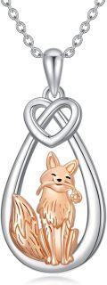 wholesale 925 Sterling Silver 3D Rose Gold Plated Fox Pendant Necklace for Men & Women-0-0