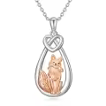 wholesale 925 Sterling Silver 3D Rose Gold Plated Fox Pendant Necklace Wholesale for Men & Women-0-0