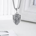 wholesale 925 Sterling Silver Archangel Michael Shield Pendant Necklace for Men Women  47mm x 38mm-0-2