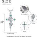 wholesale 925 Sterling Silver Cross with Snake and Emeralds Pendant Necklace for Women Gothic Halloween Jewelry-0-3