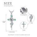 wholesale 925 Sterling Silver Cross with Snake and Emeralds Pendant Necklace for Women Gothic Halloween Jewelry-0-3