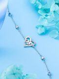 wholesale 925 Sterling Silver 925 Healing Crystal Heart Knot Blue Stone Bracelet - Gifts for Women & Moms-0-4