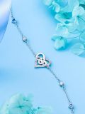 wholesale 925 Sterling Silver 925 Healing Crystal Heart Knot Blue Stone Bracelet - Gifts for Women & Moms-0-4