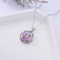 wholesale 925 Sterling Silver Ballet Slipper Pendant Necklace with Pink Crystal Accents-0-5