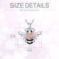 wholesale 925 Sterling Silver Rose Gold Plated CZ Heart Shaped Honeycomb Bee Pendant Necklace Gifts for Women Girls Wife-0-4