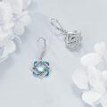 wholesale 925 Sterling Silver Blue Moonstone Celtic Knot Filigree Dangle Leverback Earrings-0-4