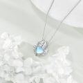 wholesale 925 Sterling Silver Blue Opal Winged Heart Pendant Necklace for Women-0-3