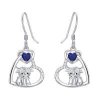 wholesale 925 Sterling Silver Heart Ox Earrings Wholesale With Red Gemstones-09-Sep-Sapphire