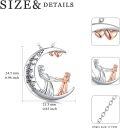wholesale 925 Sterling Silver Moon & Heart Pendant Necklace Gift for Mom Nana Mother Daughter Birthday Christmas-0-3