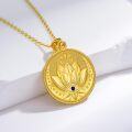 wholesale Gold 925 Sterling Silver Lotus Evil Eye Pendant Necklace Spiritual Protection Amulet -0-1