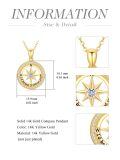 TOUPOP 14K Gold & Stone Compass Necklace For Women I'd Be Lost Without You-0-4