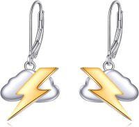 wholesale 925 Sterling Silver Lightning Bolt Dangle Earrings with Cloud Design for Women, Hypoallergenic Nickel-Free Jewelry Gift-lightning bolt