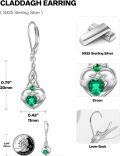 wholesale 925 Sterling Silver Birthstone Claddagh Heart Celtic Knot Dangle Earrings-0-3