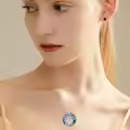 TOUPOP Sterling Silver Blue Crystal Tree Of Life Birthstone Necklace-0-1