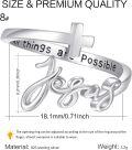 wholesale 925 Sterling Silver All Things Are Possible Jesus Cross Ring Adjustable Christian Jewelry for Women-0-1